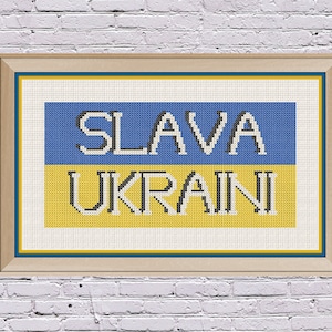 Ukrainian Flag Slava Ukraini Cross Stitch Pattern PDF Download #SupportUkraine