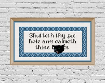 Shutteth thy Pie Hole Subversive Medieval Modern Insult Cross Stitch Pattern PDF