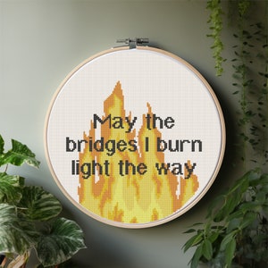 Bridges I Burn Subversive Fire Cross Stitch Pattern PDF Digital Download