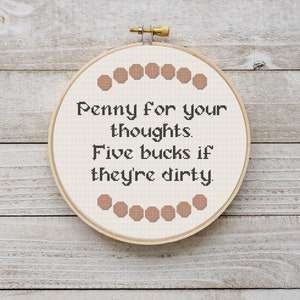 Dirty Thoughts Subversive Modern Cross Stitch Pattern PDF Digital Download