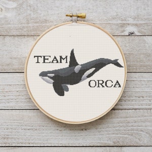 Subversive Modern Environmentalist Ocean Embroidery Snarky Team Orca Cross Stitch Pattern Digital Download #TeamOrca