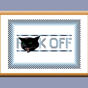 Blue F Off Subversive Geometric Colour Gradient Cross Stitch Pattern PDF