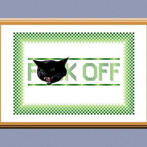 Green F Off Cross Stitch Pattern PDF Digital Download