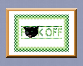 Green F Off Cross Stitch Pattern PDF Digital Download