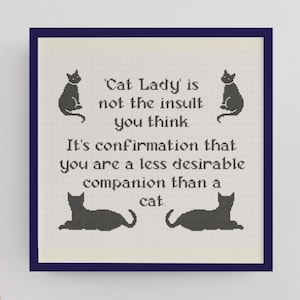 Snarky Cat Subversive Insult Modern Cross Stitch Pattern PDF Digital Download
