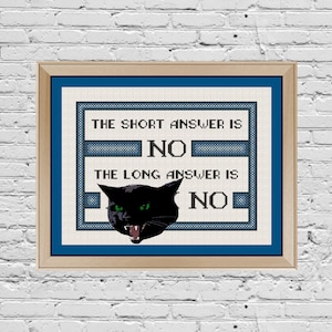 Long Answer Subversive Snarky Modern Cross Stitch Pattern Sampler PDF Digital Download