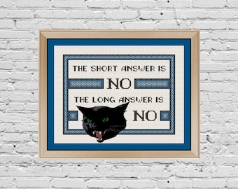 Long Answer Subversive Snarky Modern Cross Stitch Pattern Sampler PDF Digital Download