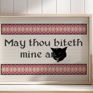 Biteth Mine Ar*e Medieval Subversive Modern Snarky Cross Stitch Sampler Pattern PDF Digital Downoad