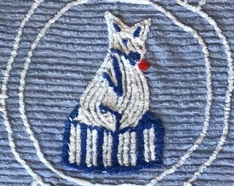 Original Vintage blue chenille “PUPPY” baby blanket circa 1950’s
