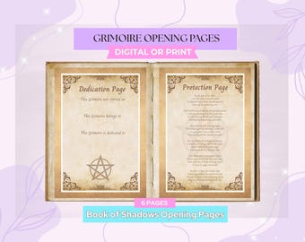 Grimoire Opening Pages | Printable Book of Shadows | Witch's Rule of Three Protection Spell Page | Dedication Page| A4 A5 Digital BOS A4 A5