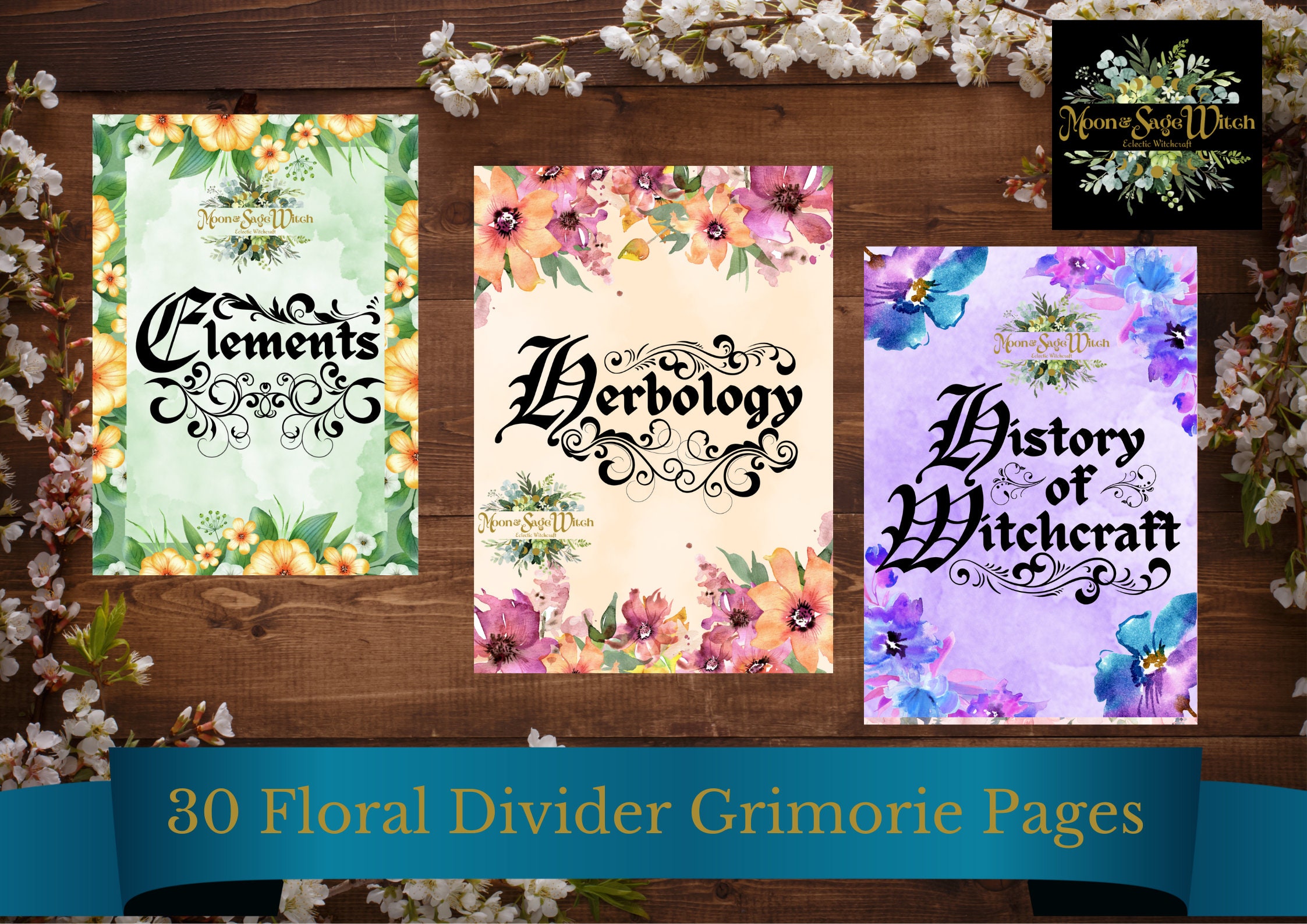 30 Book of Shadows Divider Pages Book of Shadows Title Pages Etsy