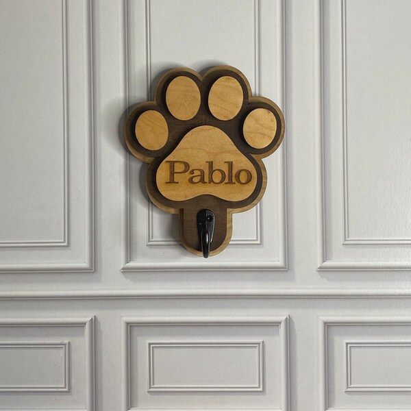 Personalized Dog Paw Leash Holder