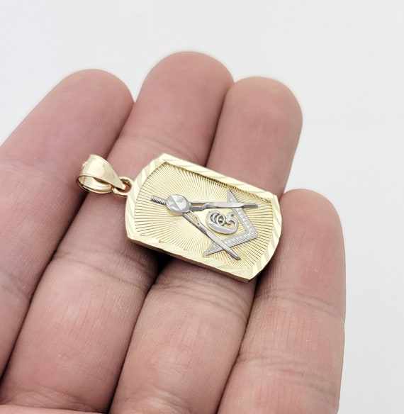 10K Yellow Solid Gold Masonic Pendant Freemason N… - image 4