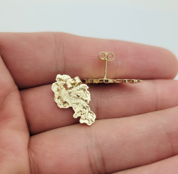 10k Yellow Gold Nugget Earrings Solid Gold 0.75 Inch Etsy