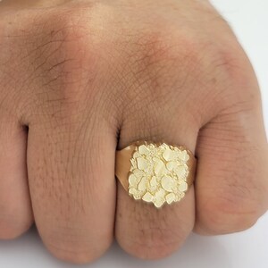 Solid 10K Yellow Gold Men's Nugget Ring - 'The Block' Style, Classic & Masculine - View #5