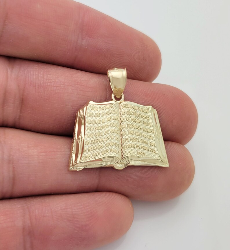 10K Yellow Gold Holy Bible Pendant Bible Charm With the - Etsy