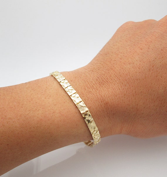 New 10K Yellow Gold Nugget Bracelet 9.5 Inch Long 47.7 Gram For Men An –  Globalwatches10