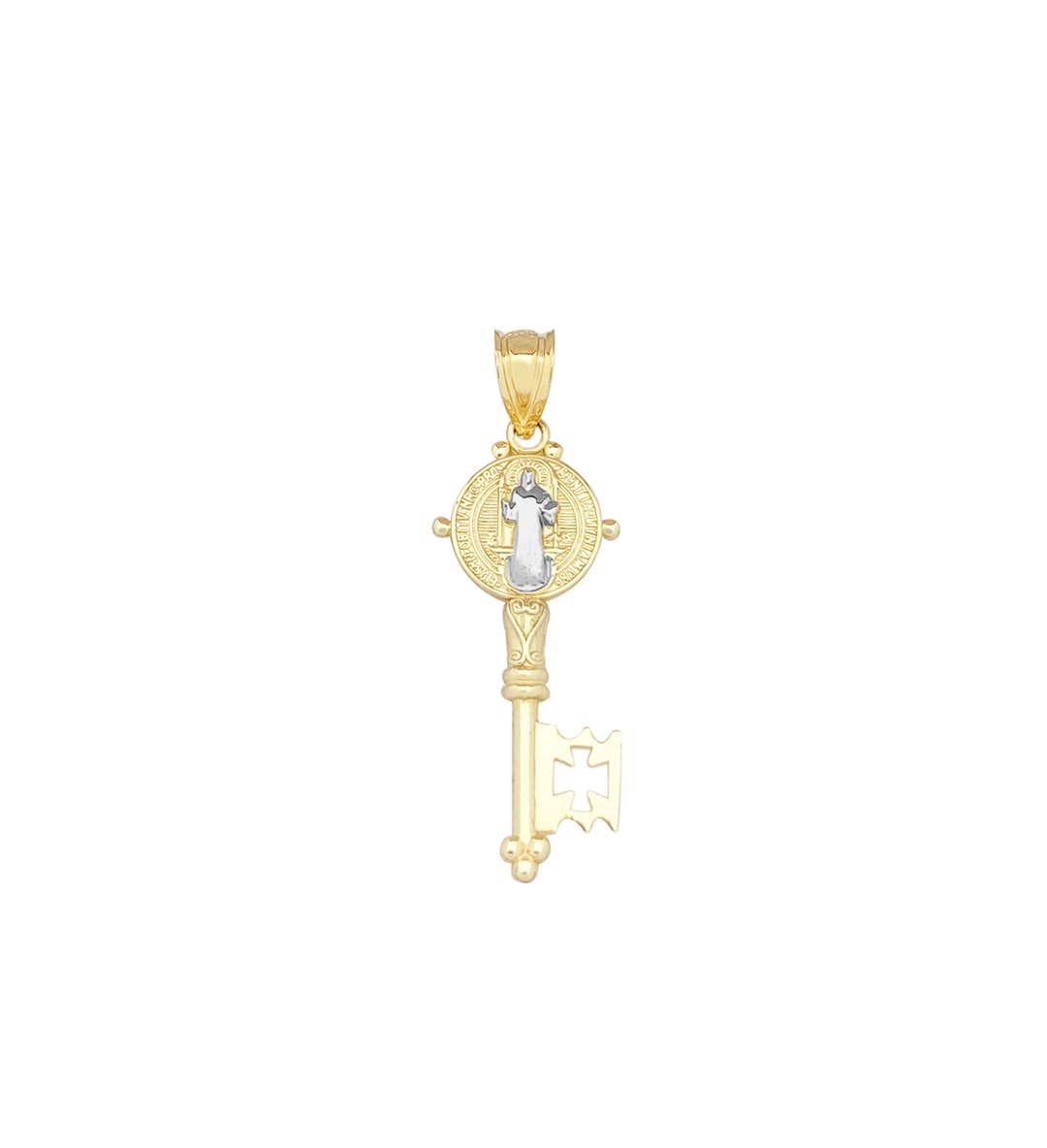 10k Yellow Gold De San Benito Key Pendant St Benedict Pendant Etsy