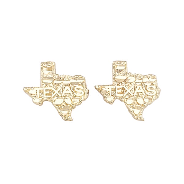 10k Yellow Gold Texas Nugget Earrings Mens Womens 0.6 in x 0.6 in