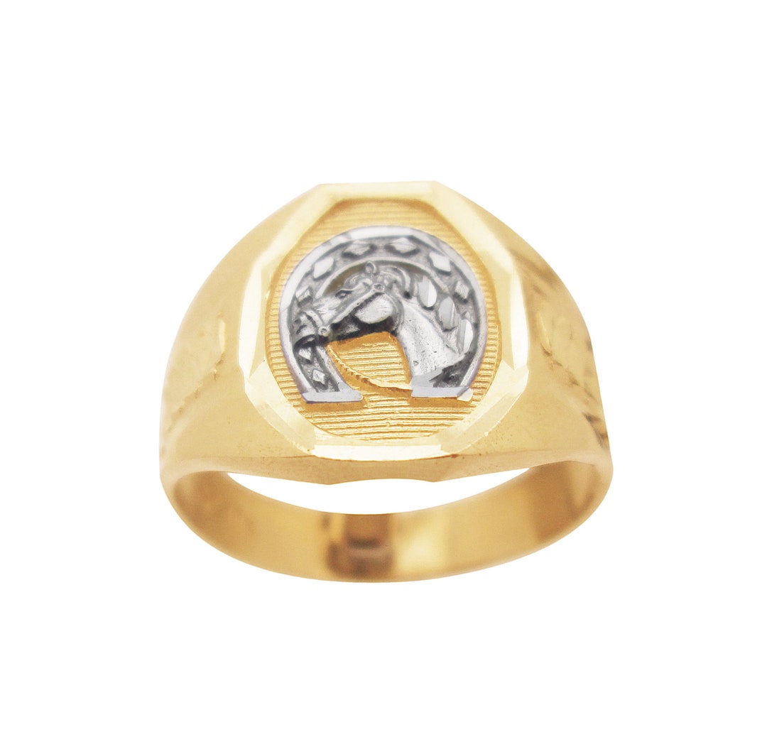 10K Solid Gold Horseshoe Ring Mens Gold Ring Etsy