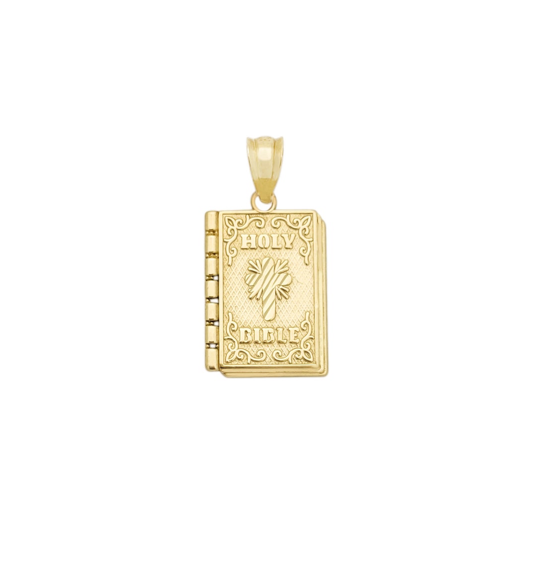 Gold Holy Bible Pendant Bible Charm 10K Yellow Gold - Etsy