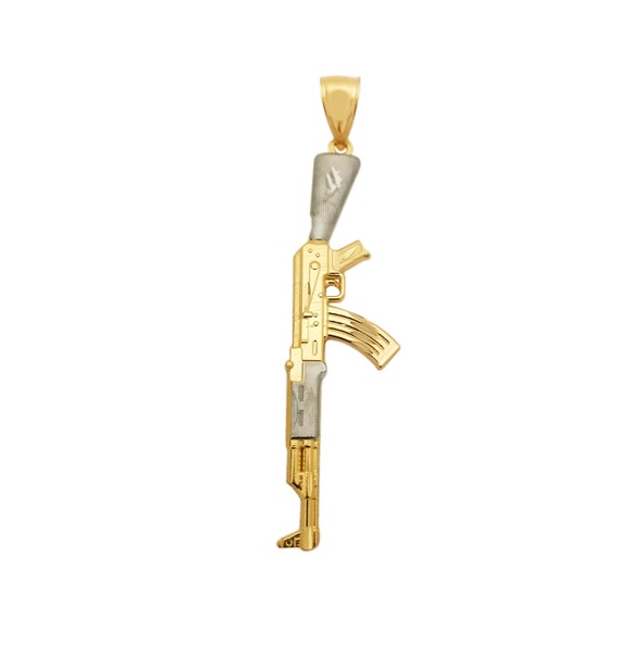 14k Solid Gold Yellow Machine Gun AK-47 Pendant Necklace – Fran & Co.  Jewelry Inc.