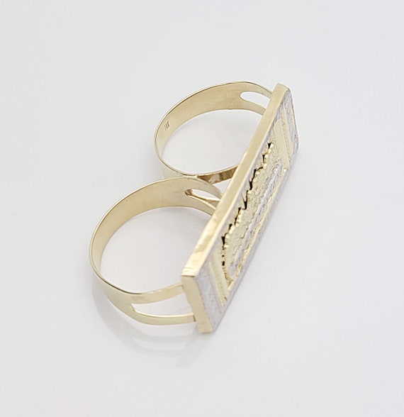 Men s 10K Yellow Gold Last Supper Ring Two Finger Ring Double Finger Thin Ring Etsy Canada