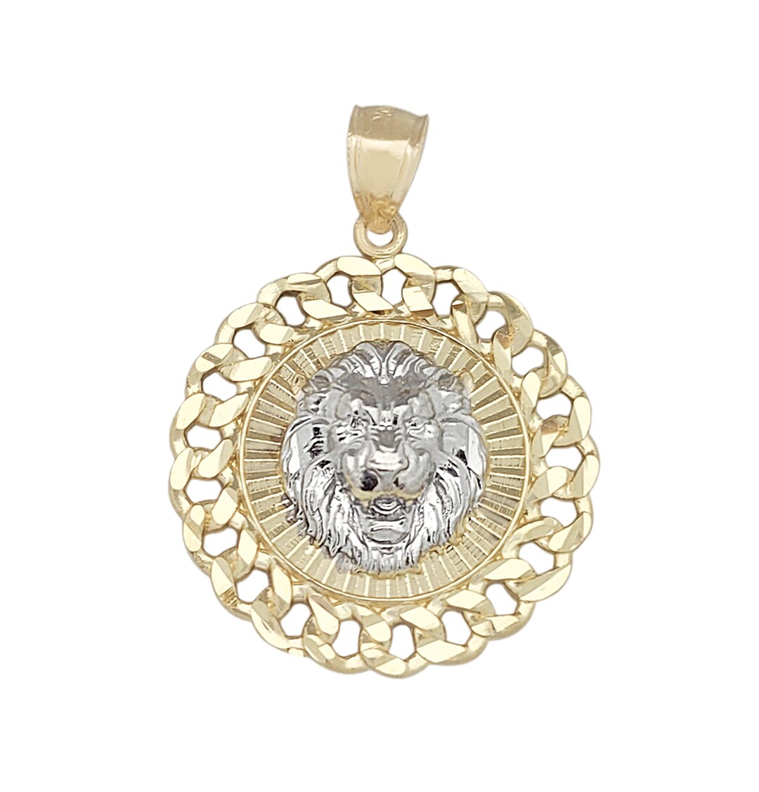 Yellow Gold Lion Medallion Necklace Pendant 10K Gold Etsy