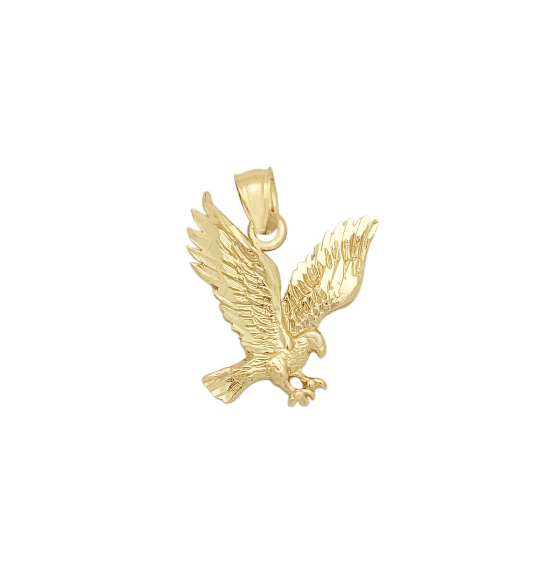 thumbnail image 2 of Solid 10K Yellow Gold Eagle Hawk Flying Landing Bird Of 2 of 9
