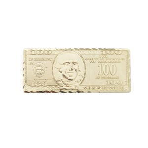 Men's 10K Yellow Gold Hundred Dollar Bill Ring Two Finger Ring Benjamin ...