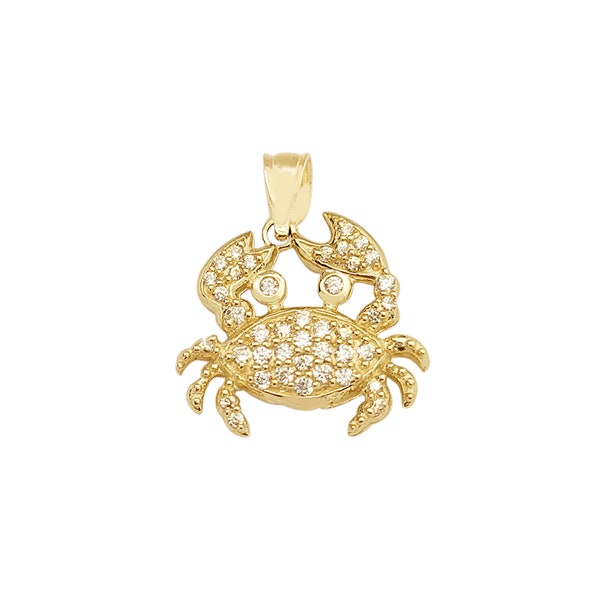 10K Yellow Gold Crab Necklace Pendant Zodiac Cancer Charm