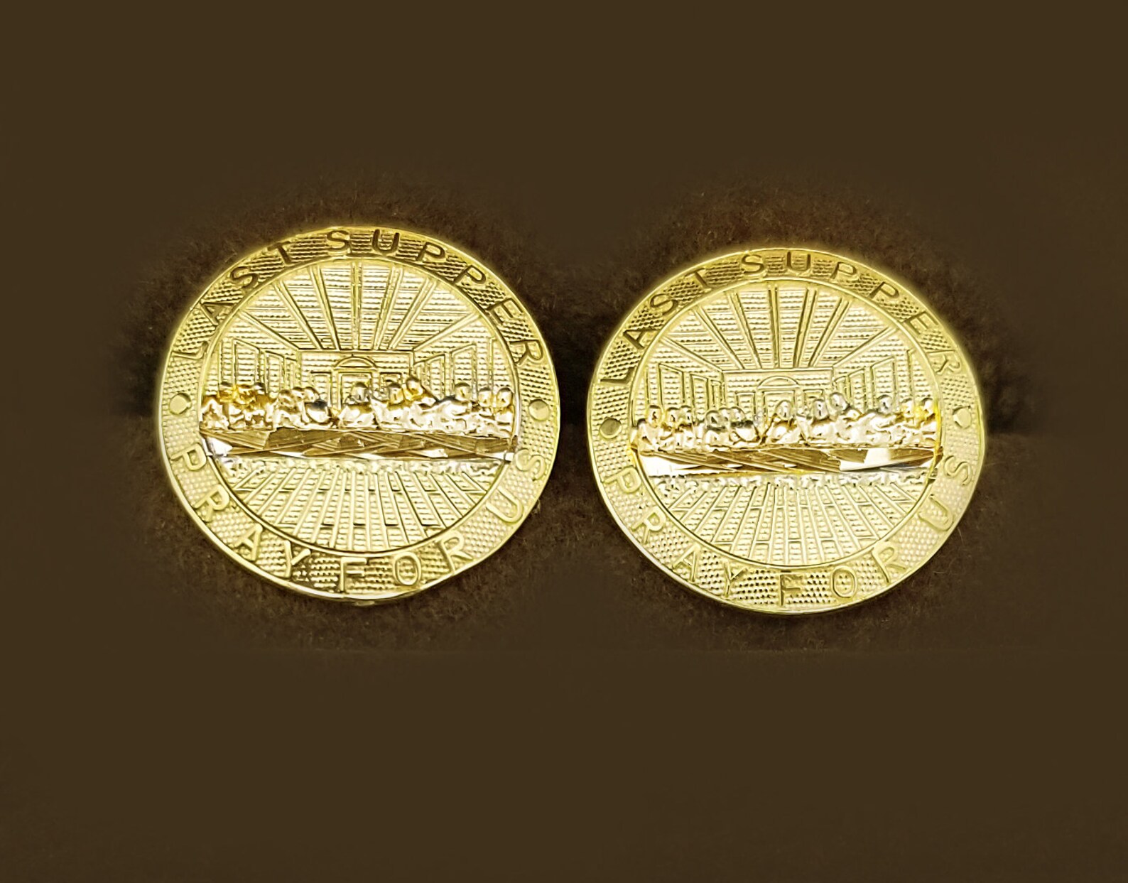 Men's Gold Last Supper Earrings 10K Yellow Gold Round Last Etsy