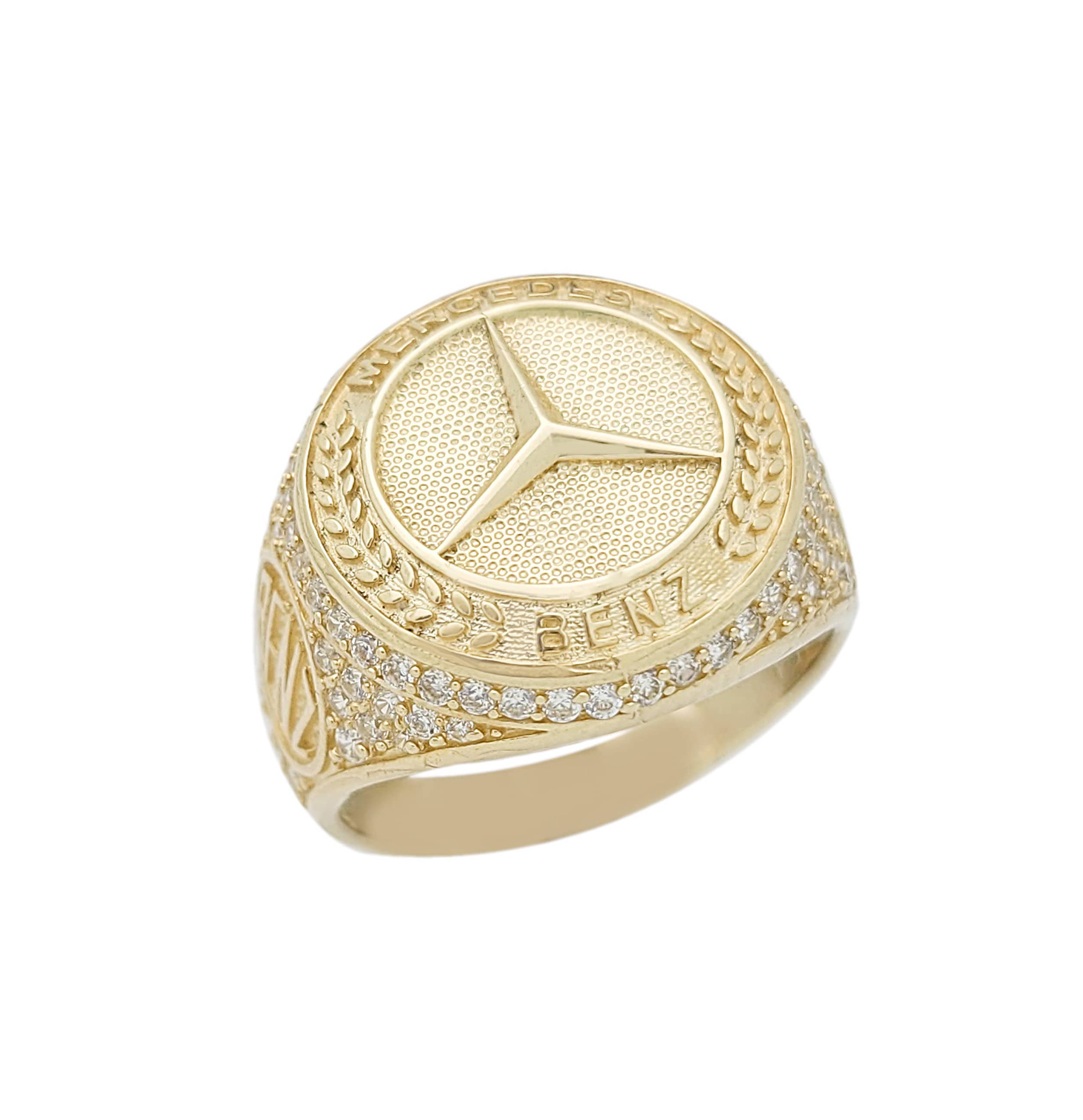 Men's 10 Karat Yellow Gold Mercedes Emblem Diamond Ring at 1stDibs | mercedes  ring gold 18k, mercedes gold ring, gold mercedes ring