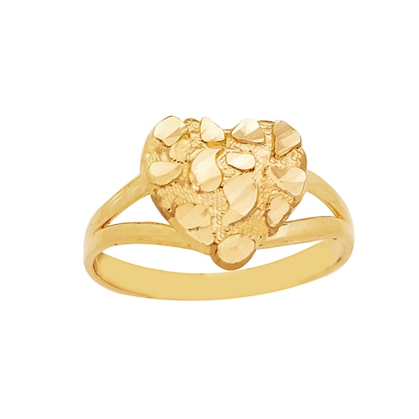 10k Gold Solid Nugget Ring Gold Heart Ring