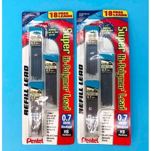 New, Vintage 2 Packs/6 Cases Pentel Mechanical Pencil Super 0.7mm HB Refill Lead 180-Count Japan