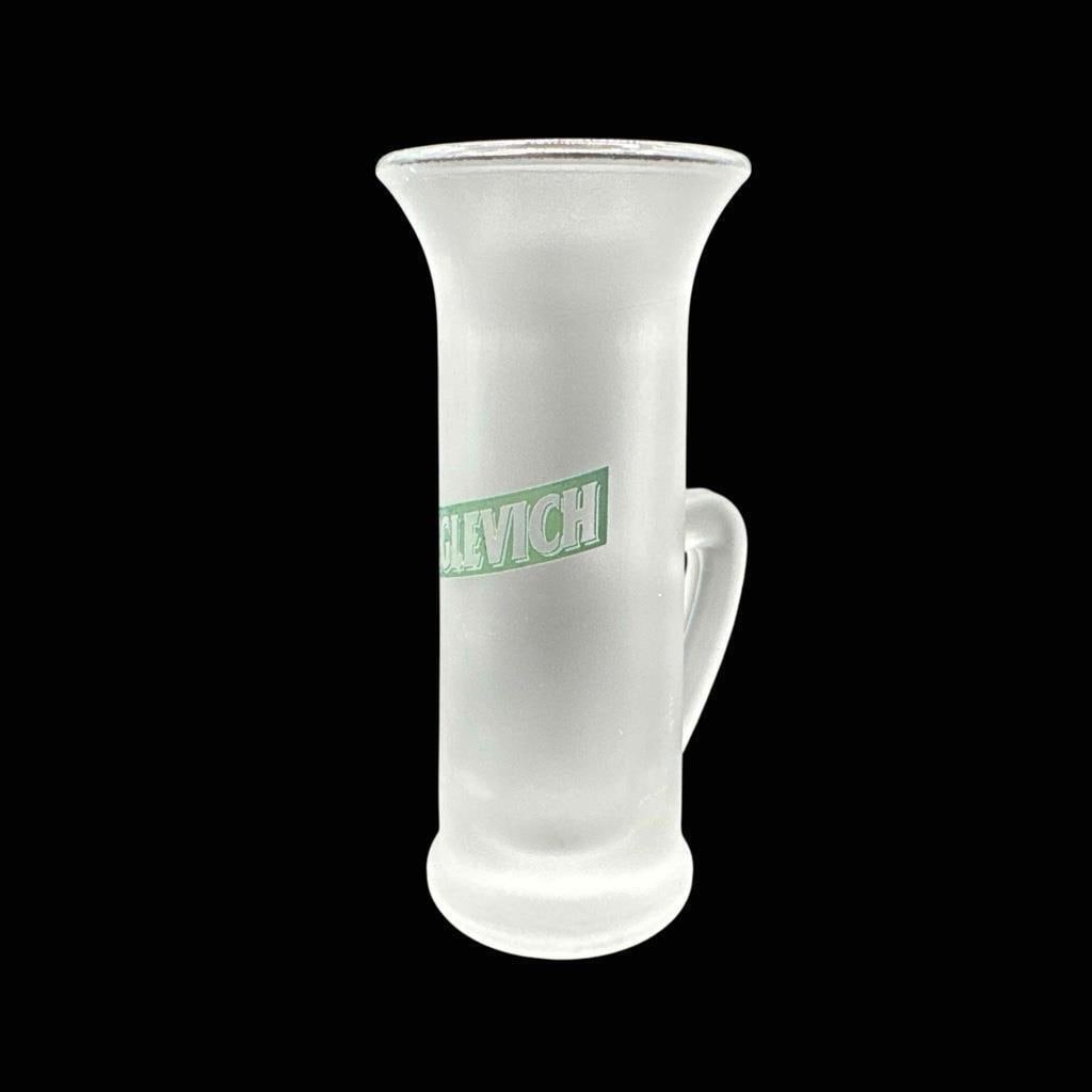 Vintage KEGLEVICH Vodka 4" Frosted Shot Glass Shooter w/ Handle Stein Barware