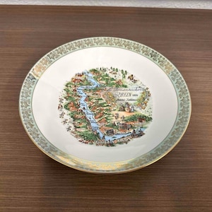 Vintage Hutschenreuther Germany ""Romantischer Rhein"" Flusskarte 23 cm."