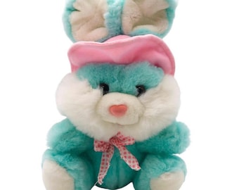 vintage Fordlet pour K-Mart 11" pastel lapin lapin peluche rose chapeau printemps Pâques 1996