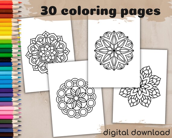 printable coloring pages for adults mandala coloring pages etsy canada
