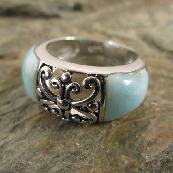 CFJ Sharon Evans Larimar Sterling Silver Ring Thailand Size 5