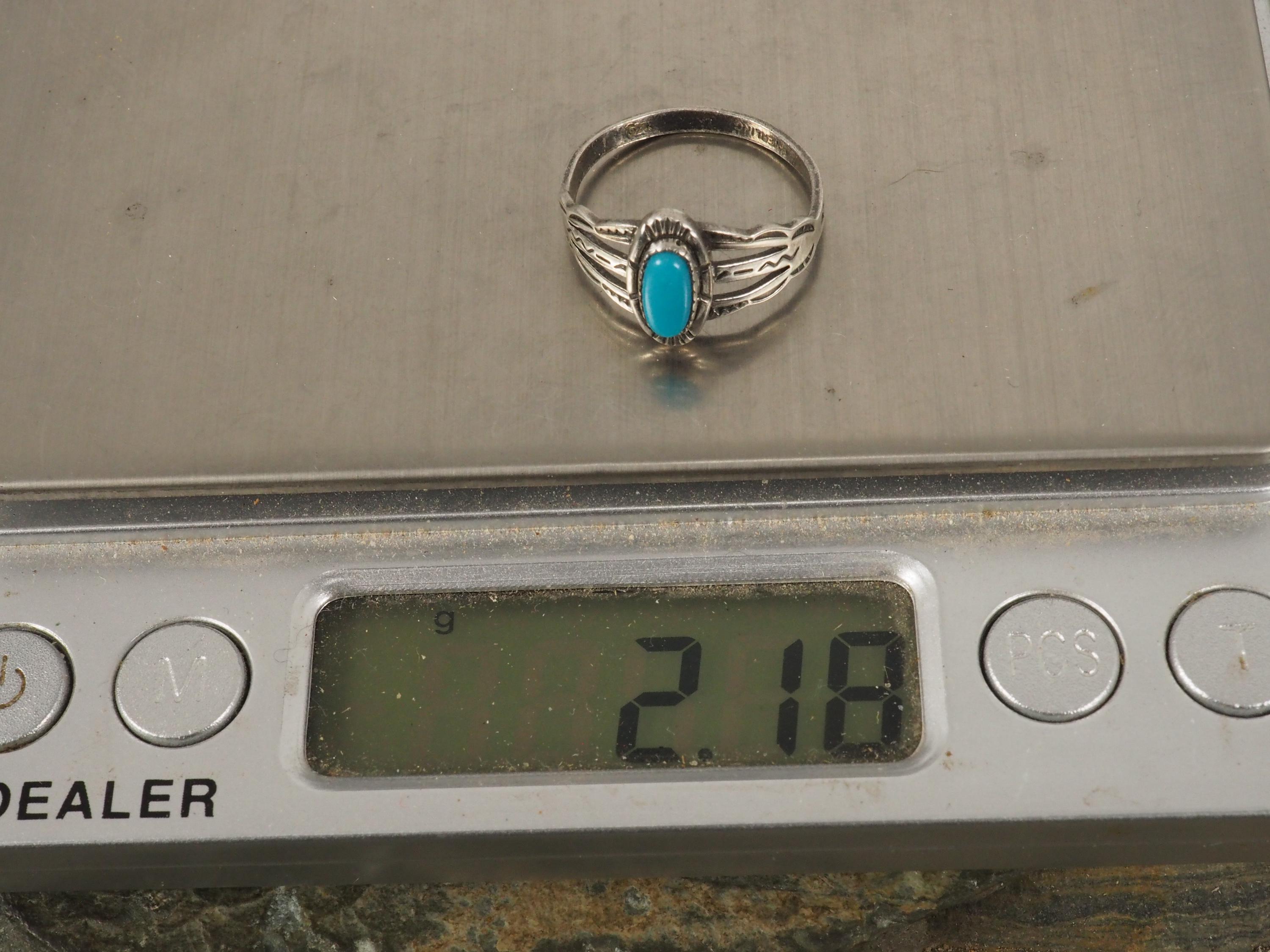 Vintage Southwest Sterling Silver and Turquoise Stamped Small Ring Size ...