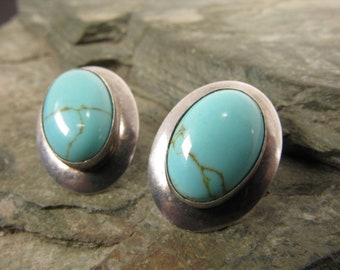 Vintage Southwest Sterling Silver and Turquoise Earrings