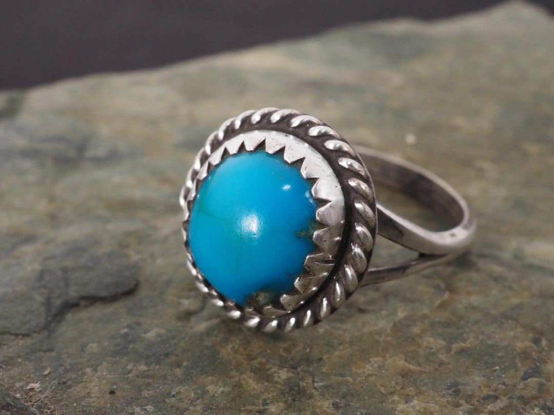Vintage Native American Sterling Silver and Turquoise Ring Size 4 - Etsy