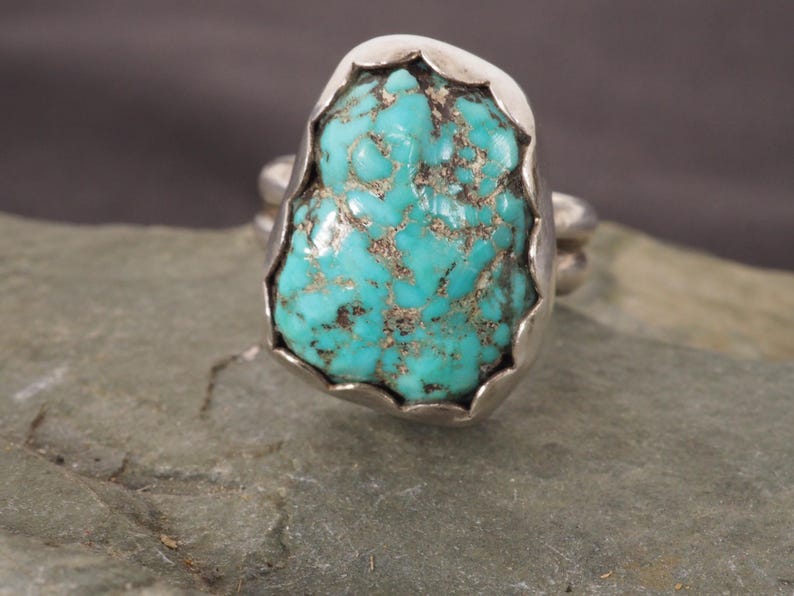 Vintage Native American Sterling Silver and Turquoise Ring Size 6 - Etsy