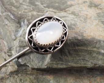 Vintage native American Sterling Silver and Mother of Pearl Hat / Stick pin