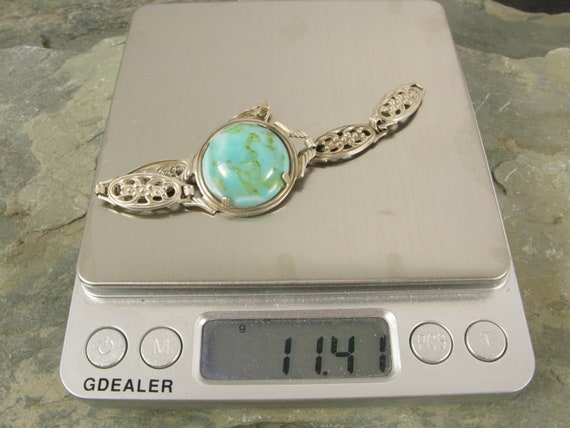 Vintage Sterling Silver and Turquoise Colored Gla… - image 6