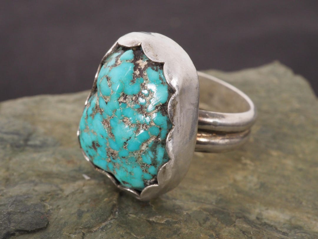 Vintage Native American Sterling Silver and Turquoise Ring Size 6 - Etsy