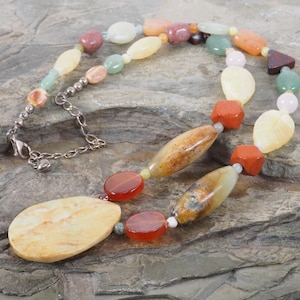Vintage Jay King Desert Rose Trading DTR Sterling Silver Jasper Multi Stone Necklace Adjustable 19-23&quot;