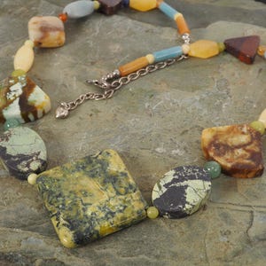 Vintage Jay King Desert Rose Trading Sterling Silver Multi Stone Necklace 18-21&quot;