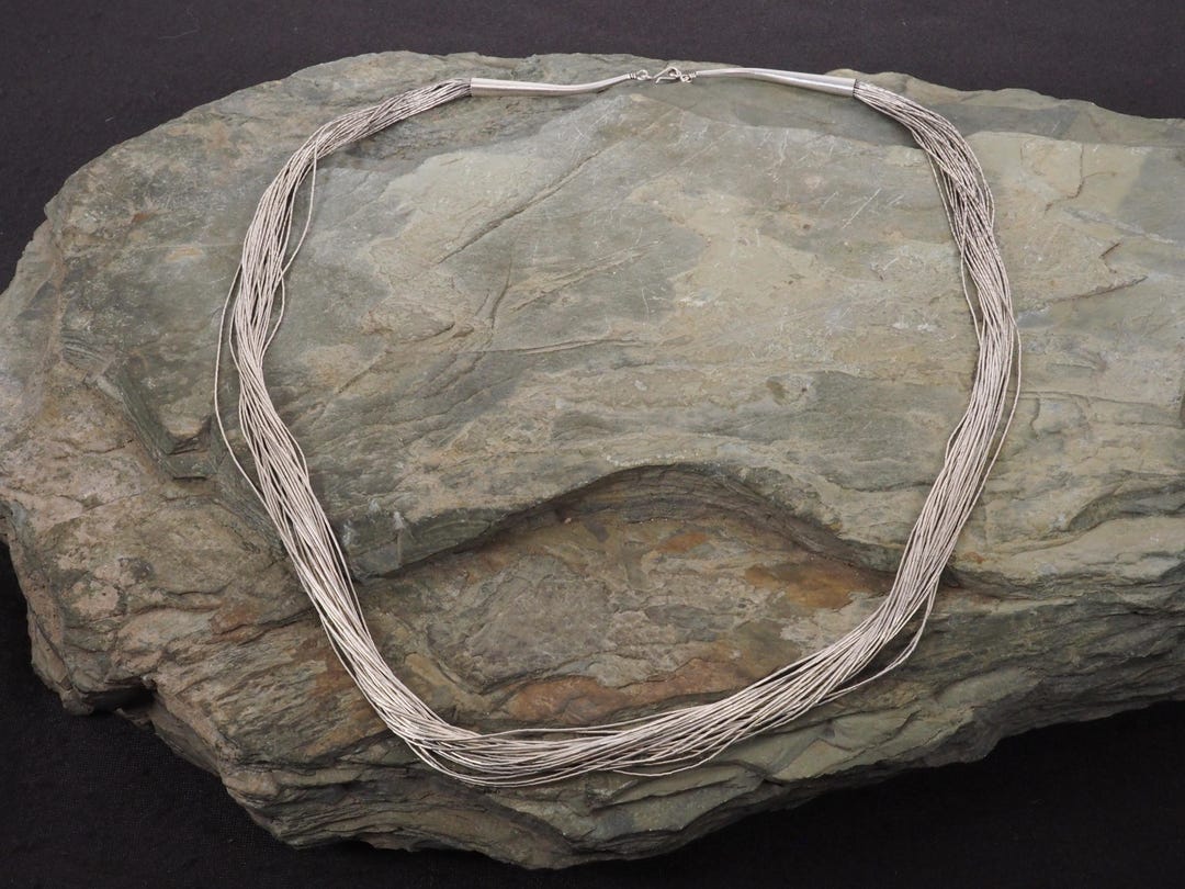 Vintage Native American Liquid Sterling Silver 30 Strand Beaded ...